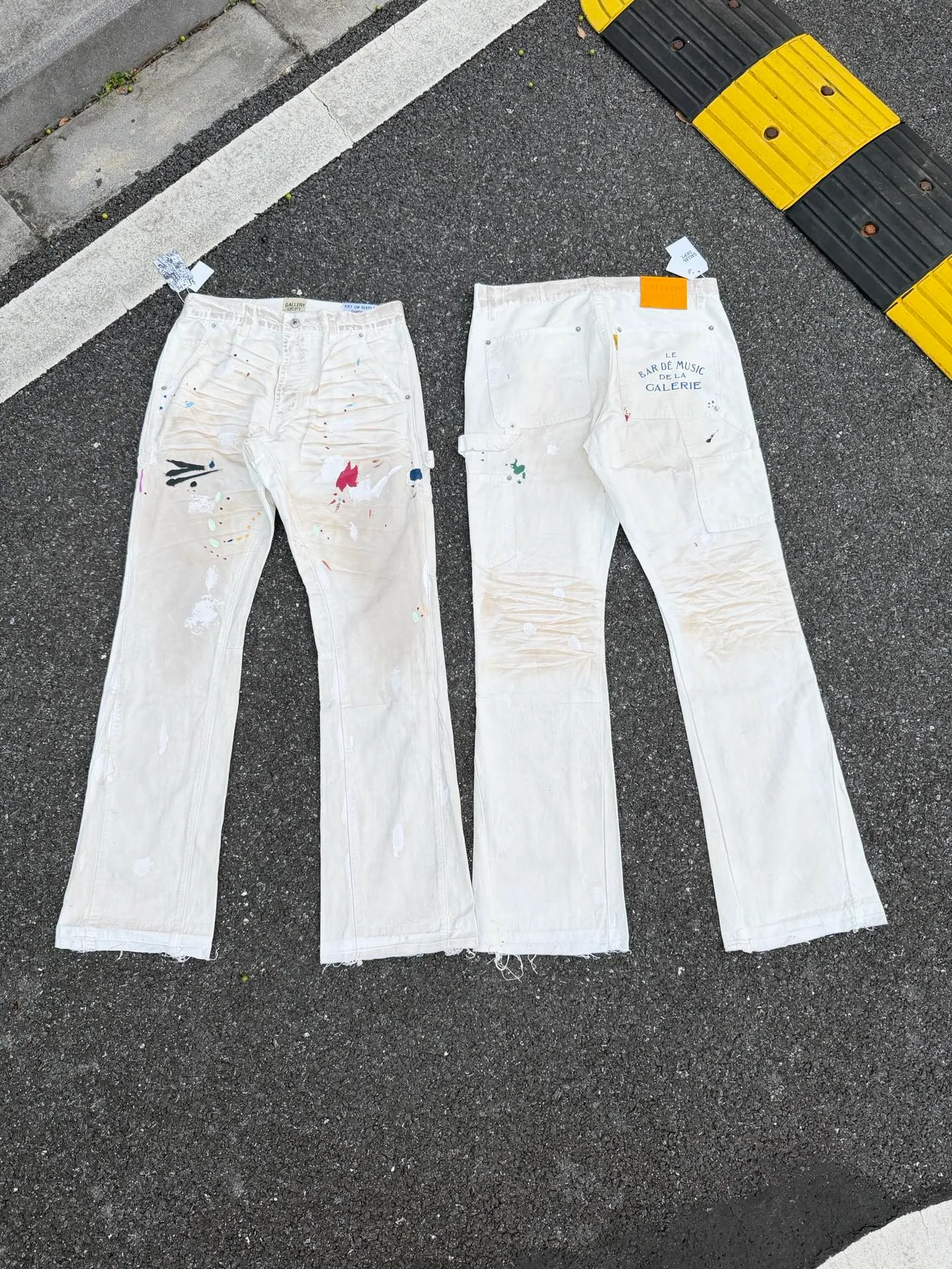 P270💰GA05 GALLERY DEPT. Dirty touch, splashed ink, hand-painted graffiti, washed, distressed, damaged, micro-flared casual overalls. Code number: 28 30 32 34 36